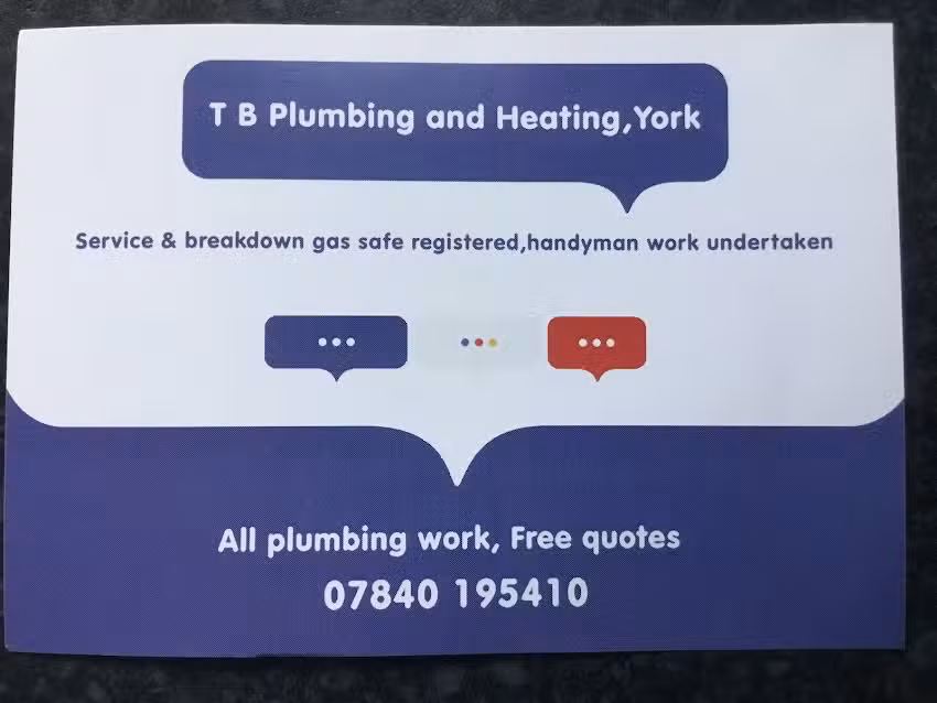 T B plumbing and heating , North Yorkshire